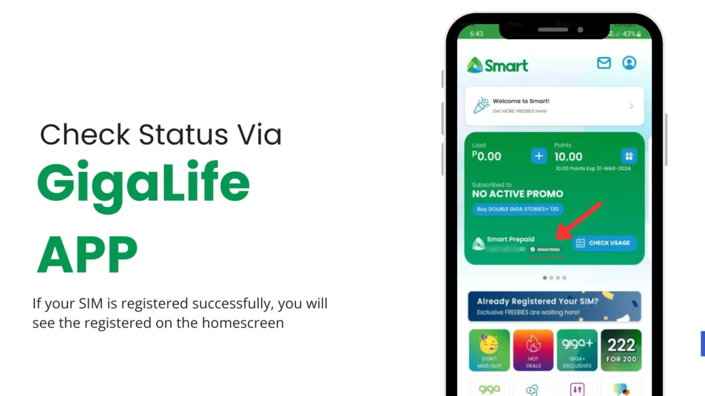 Smart SIM Registration Online Official 12 Check register SIM Smart status via GigaLife App