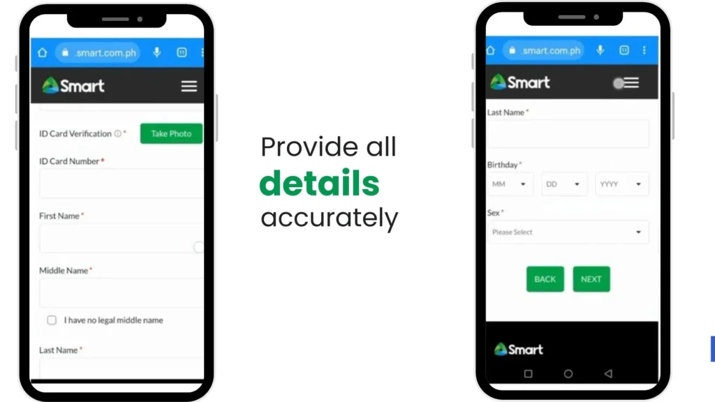 Smart SIM Registration Online Official 5 Fill out SIM registration form with personal details