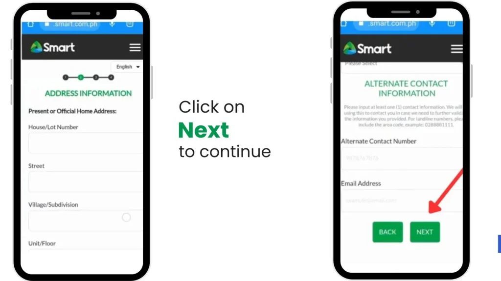 Smart SIM Registration Online Official 6 Add alternate number and email for registration