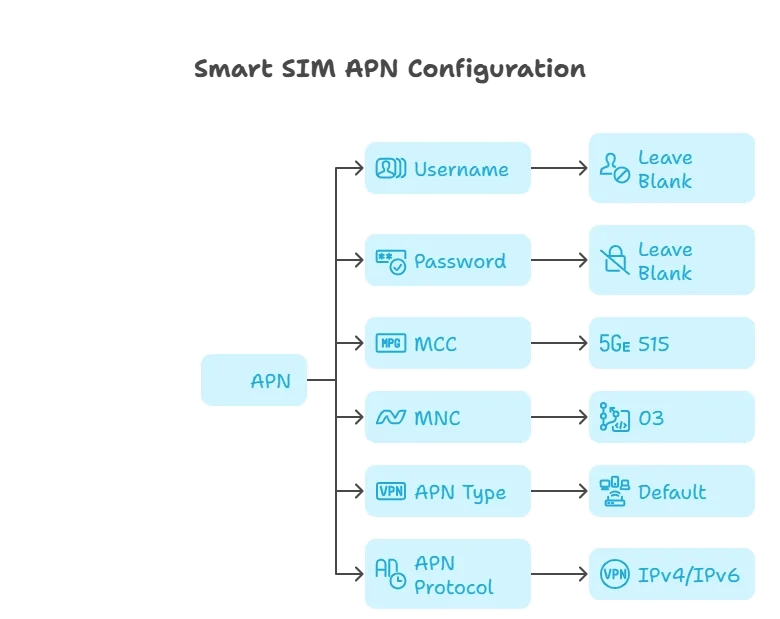 Infographic of Smart SIM APN settings